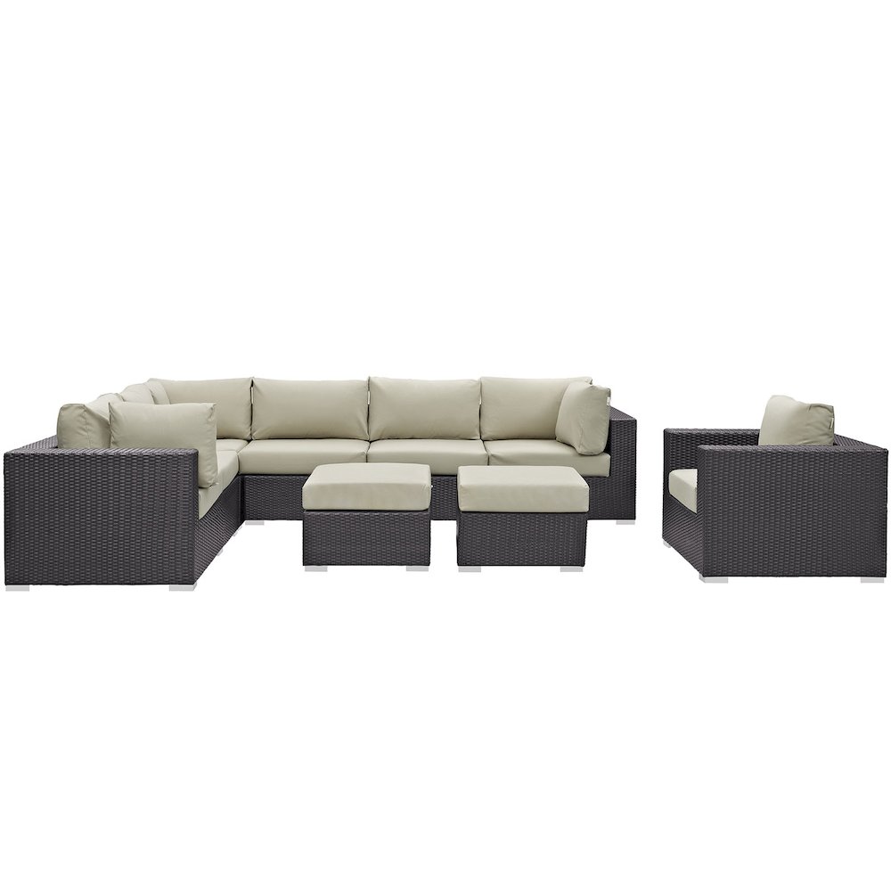 Convene 9 Piece Outdoor Patio Sectional Set. Picture 1