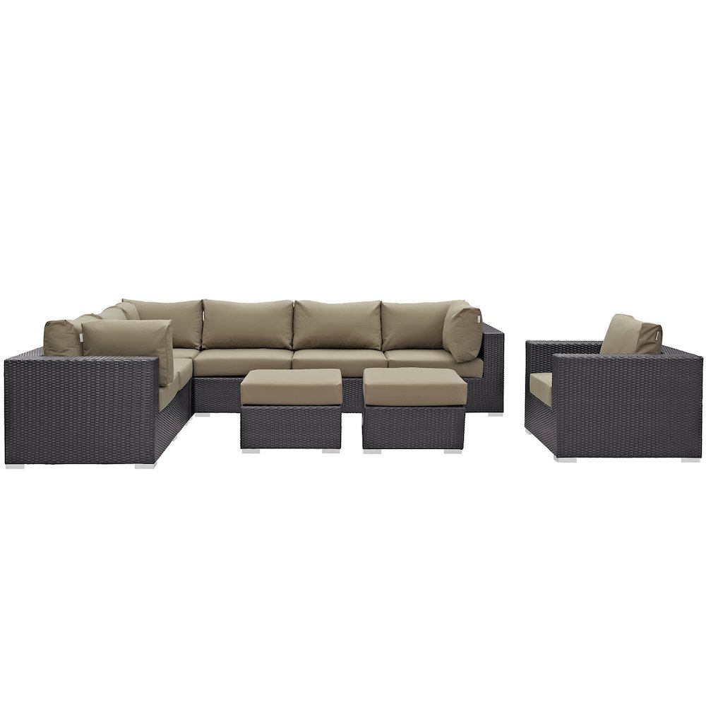 Convene 9 Piece Outdoor Patio Sectional Set. Picture 1