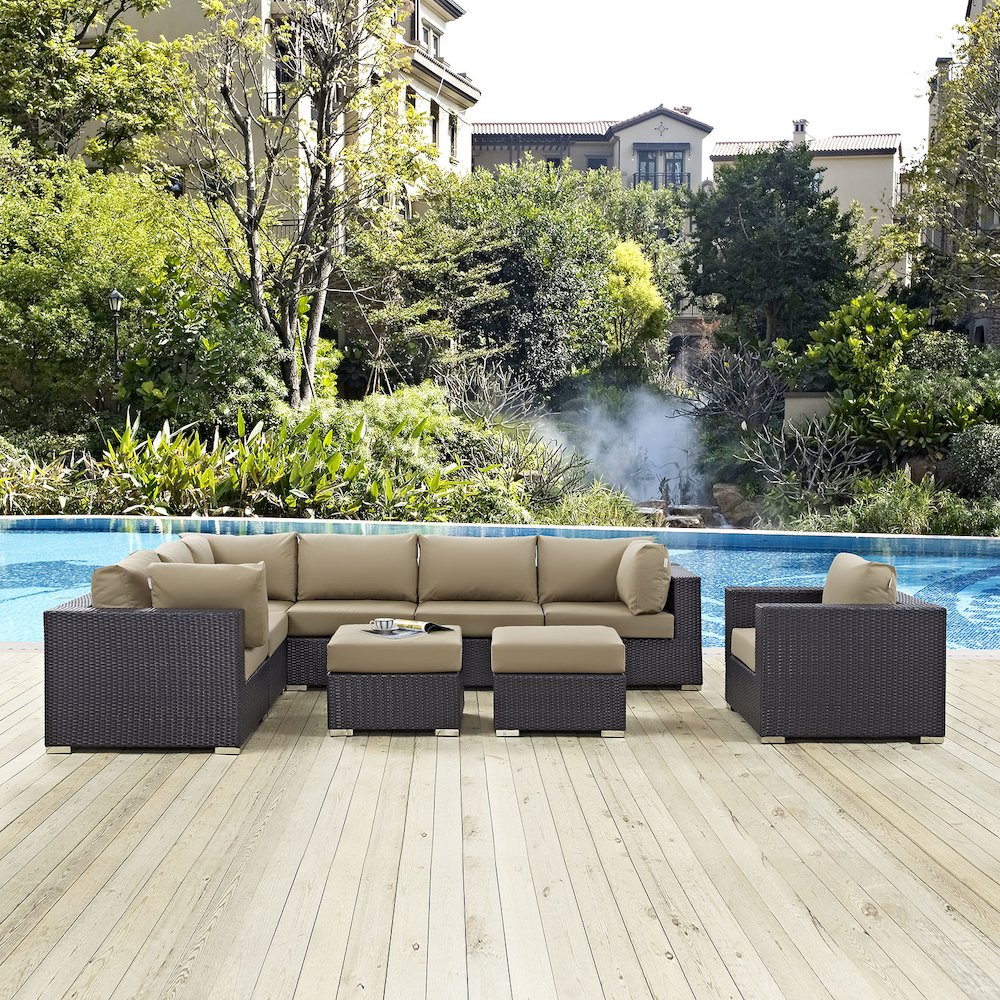 Convene 9 Piece Outdoor Patio Sectional Set. Picture 6