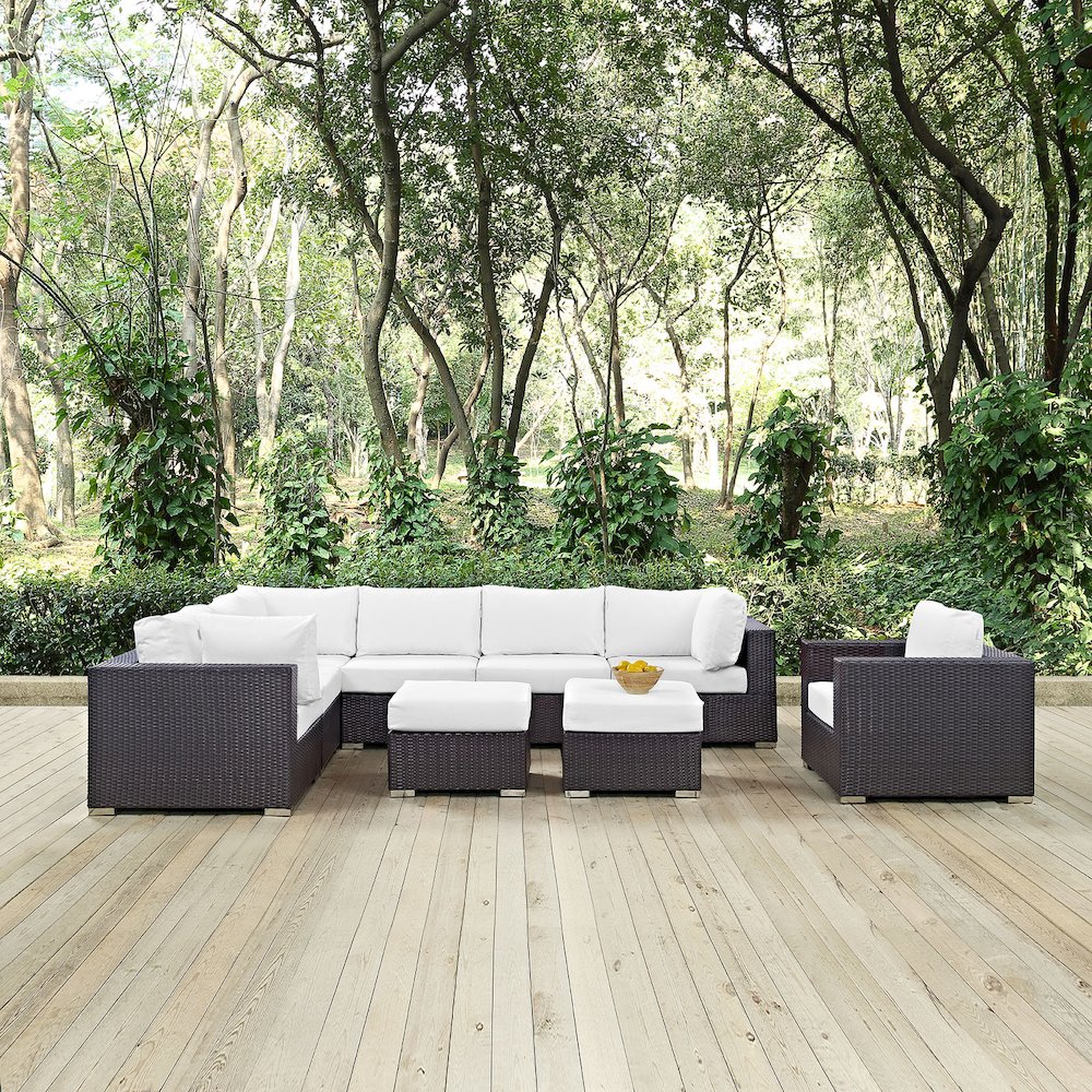 Convene 9 Piece Outdoor Patio Sectional Set. Picture 6