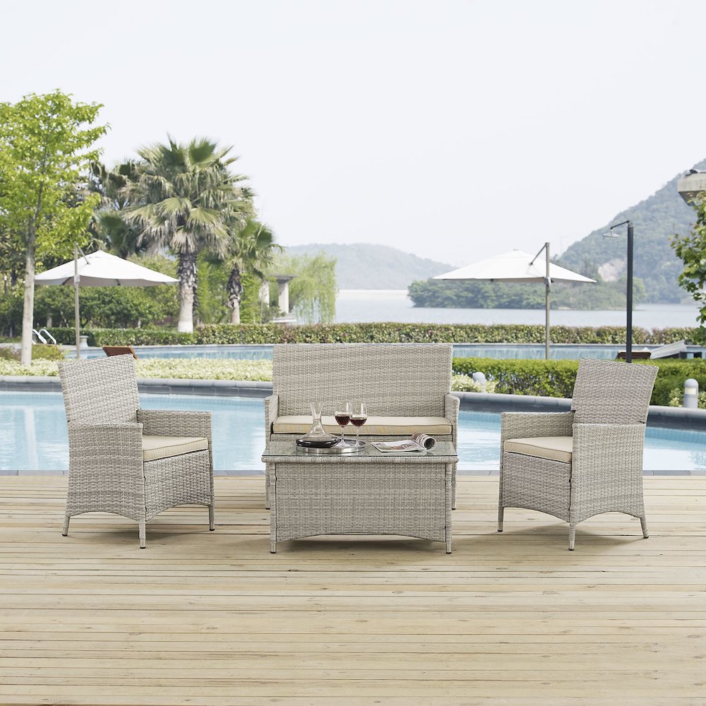 Bridge 4 Piece Outdoor Patio Patio Conversation Set. Picture 14