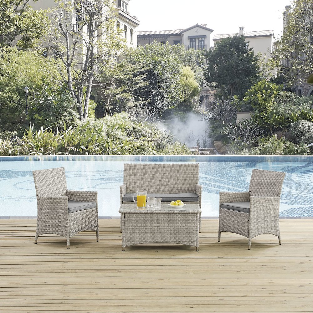 Bridge 4 Piece Outdoor Patio Patio Conversation Set. Picture 14