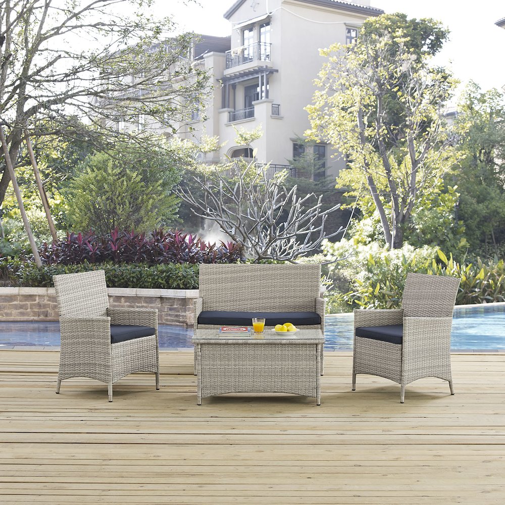 Bridge 4 Piece Outdoor Patio Patio Conversation Set. Picture 14