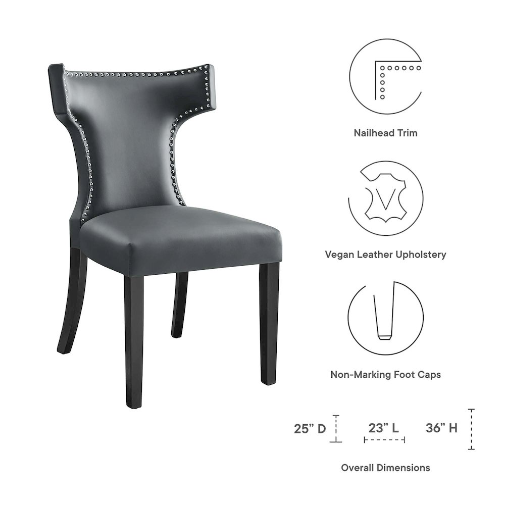Curve Vegan Leather Dining Chair. Picture 2