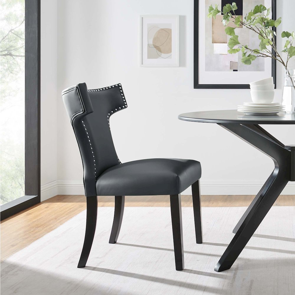 Curve Vegan Leather Dining Chair. Picture 7