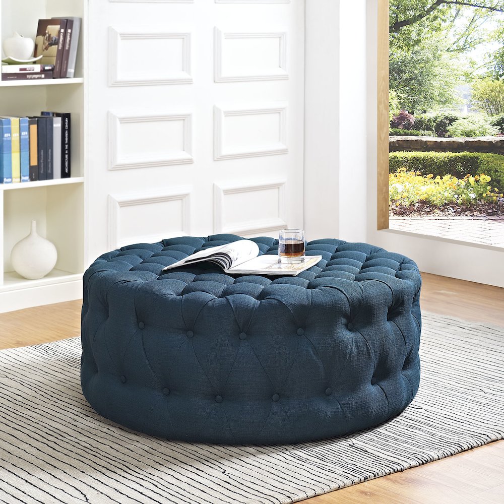 Amour Upholstered Fabric Ottoman. Picture 4
