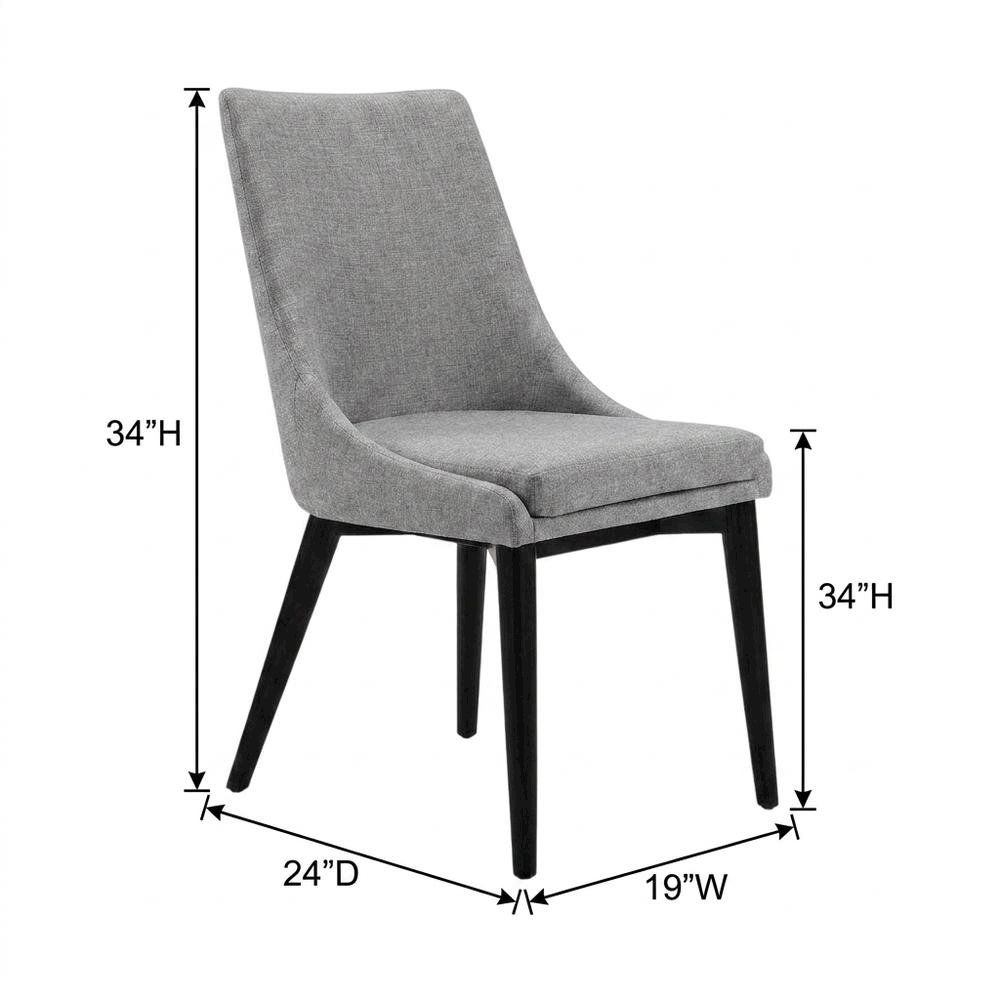 Fabric-Upholstered Dining Chair with Cushioned Seat, Light Gray. Picture 5