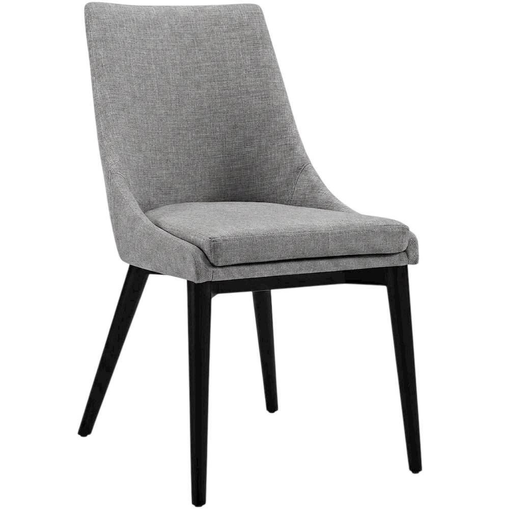 Fabric-Upholstered Dining Chair with Cushioned Seat, Light Gray. Picture 4