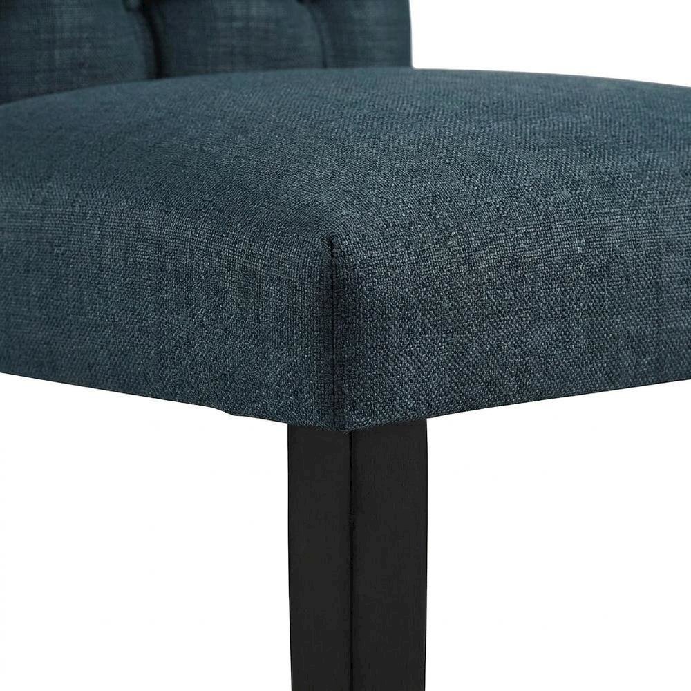 Button-Tufted Upholstered Fabric Parsons Chair, Azure. Picture 7