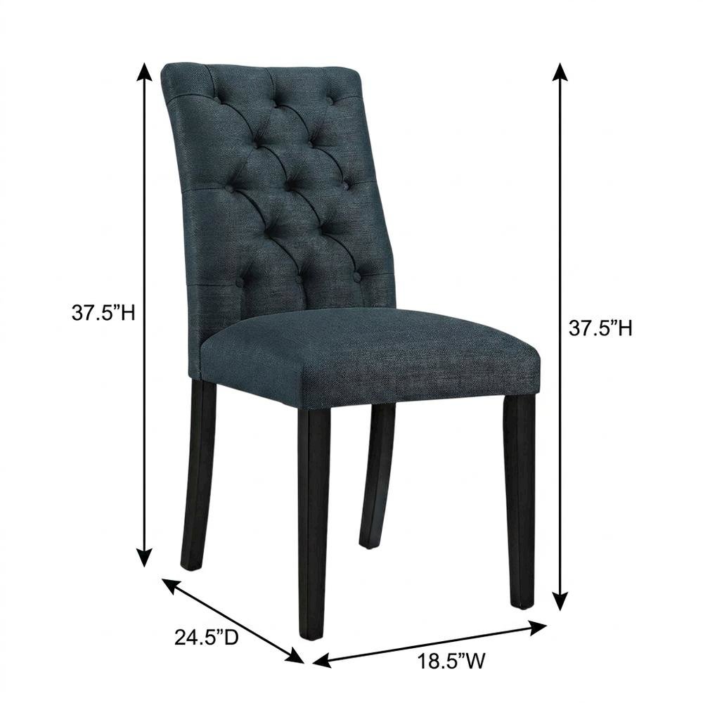 Button-Tufted Upholstered Fabric Parsons Chair, Azure. Picture 5