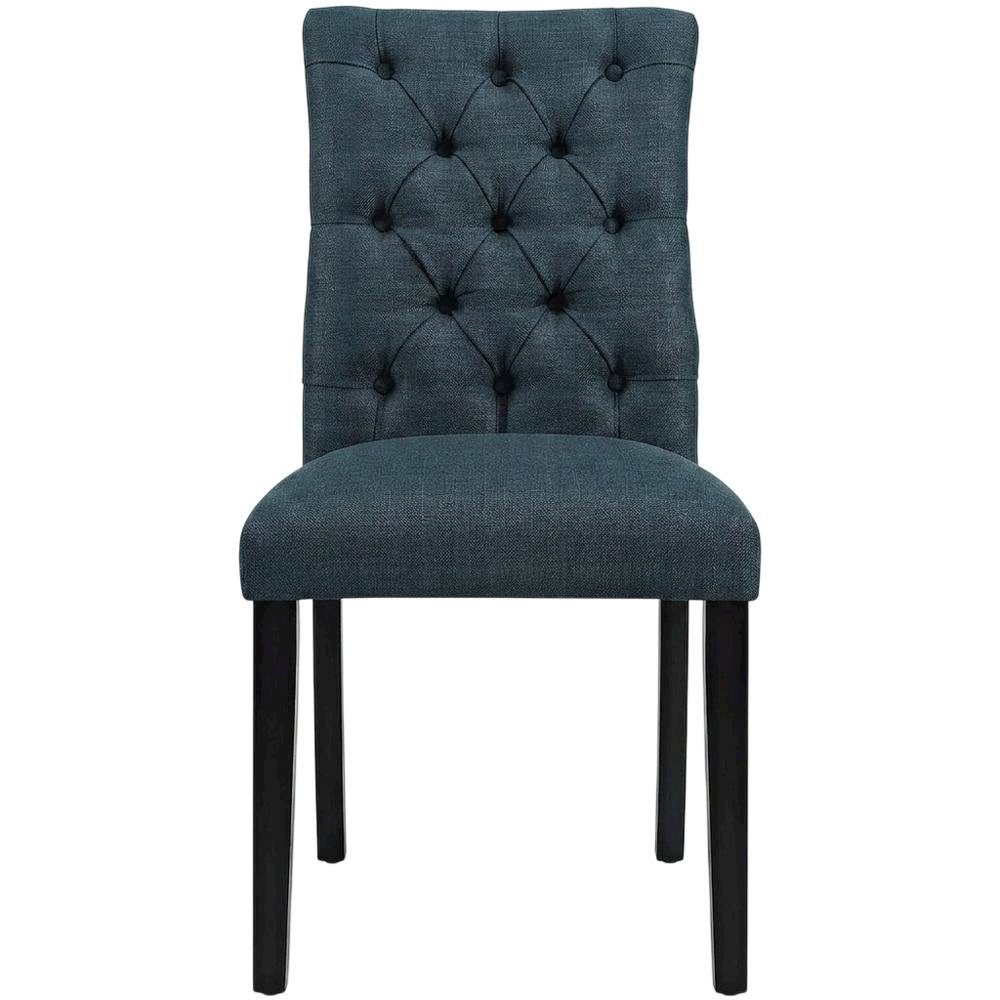 Button-Tufted Upholstered Fabric Parsons Chair, Azure. Picture 1
