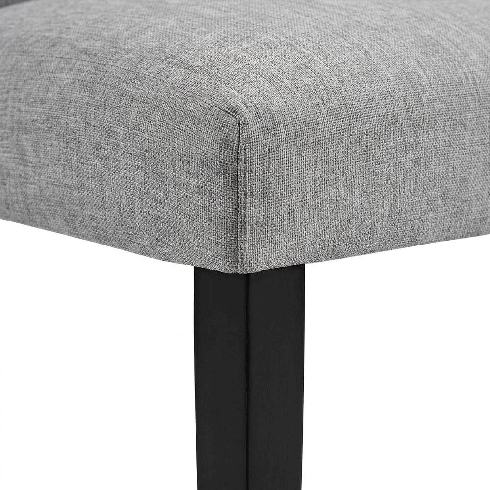 Button-Tufted Upholstered Fabric Parsons Chair, Light Gray. Picture 7