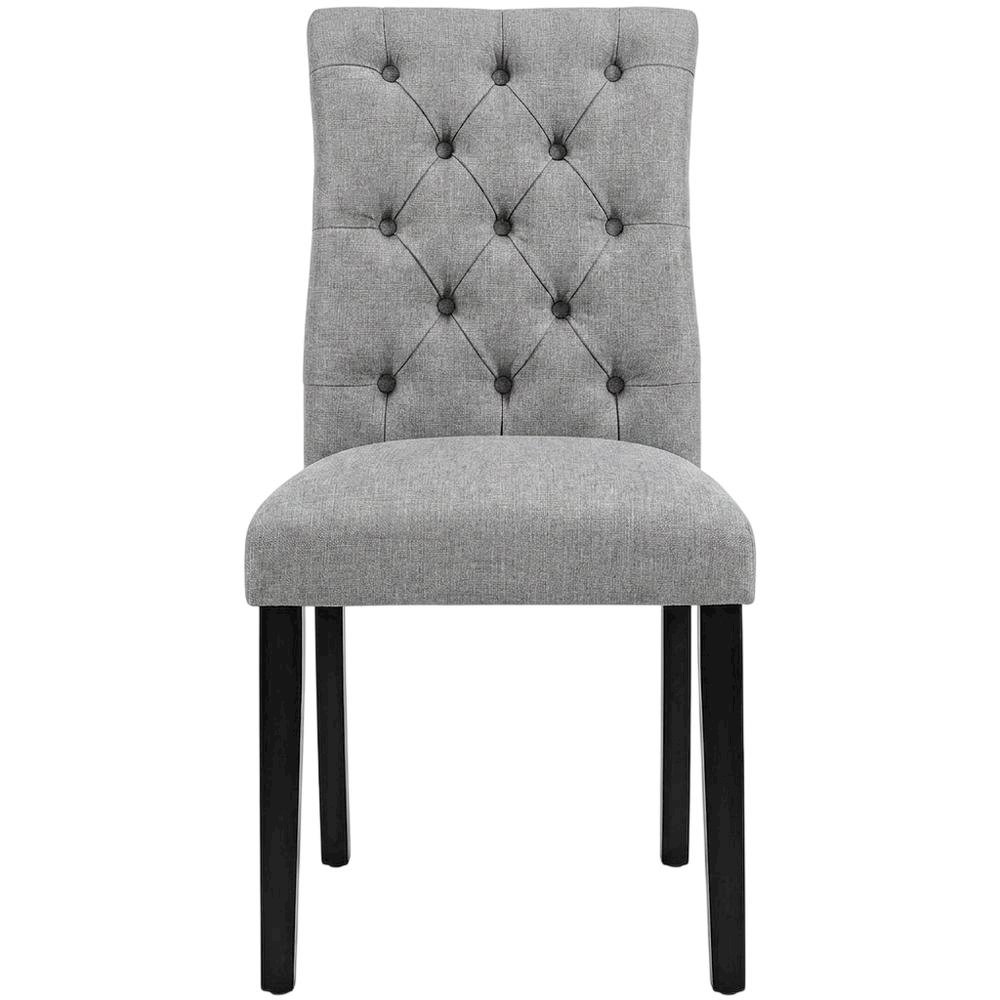 Button-Tufted Upholstered Fabric Parsons Chair, Light Gray. Picture 1