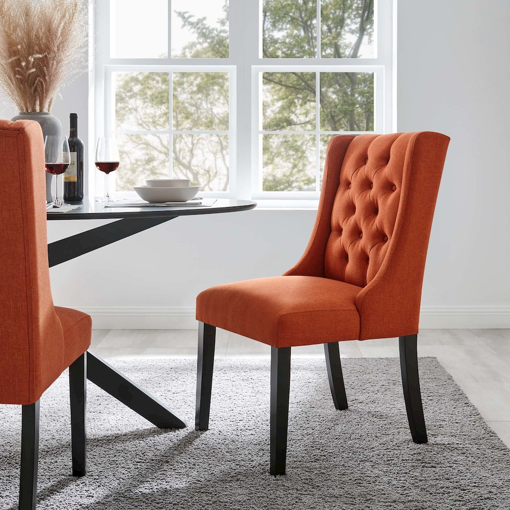 Baronet Button Tufted Fabric Dining Chair. Picture 7