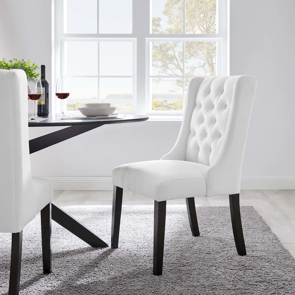 Baronet Button Tufted Fabric Dining Chair. Picture 7