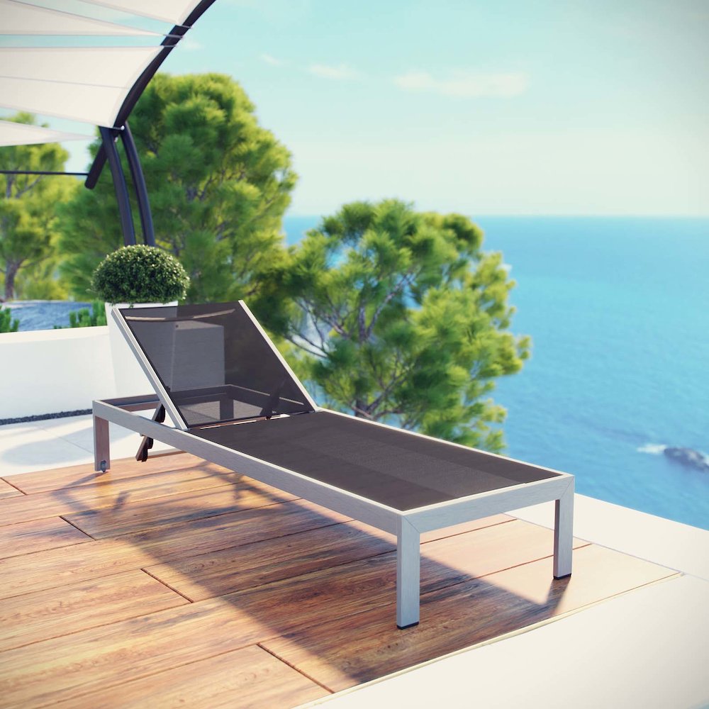 Shore Outdoor Patio Aluminum Mesh Chaise. Picture 4