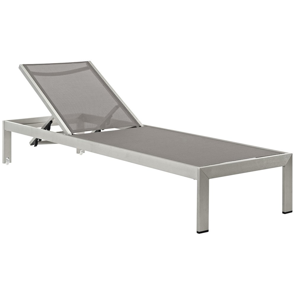 Shore Outdoor Patio Aluminum Mesh Chaise. Picture 1