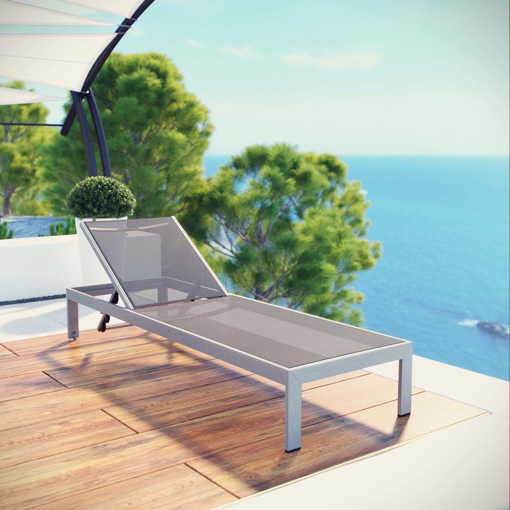 Shore Outdoor Patio Aluminum Mesh Chaise. Picture 4