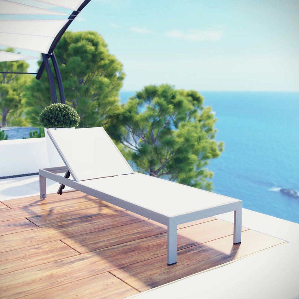 Shore Outdoor Patio Aluminum Mesh Chaise. Picture 4