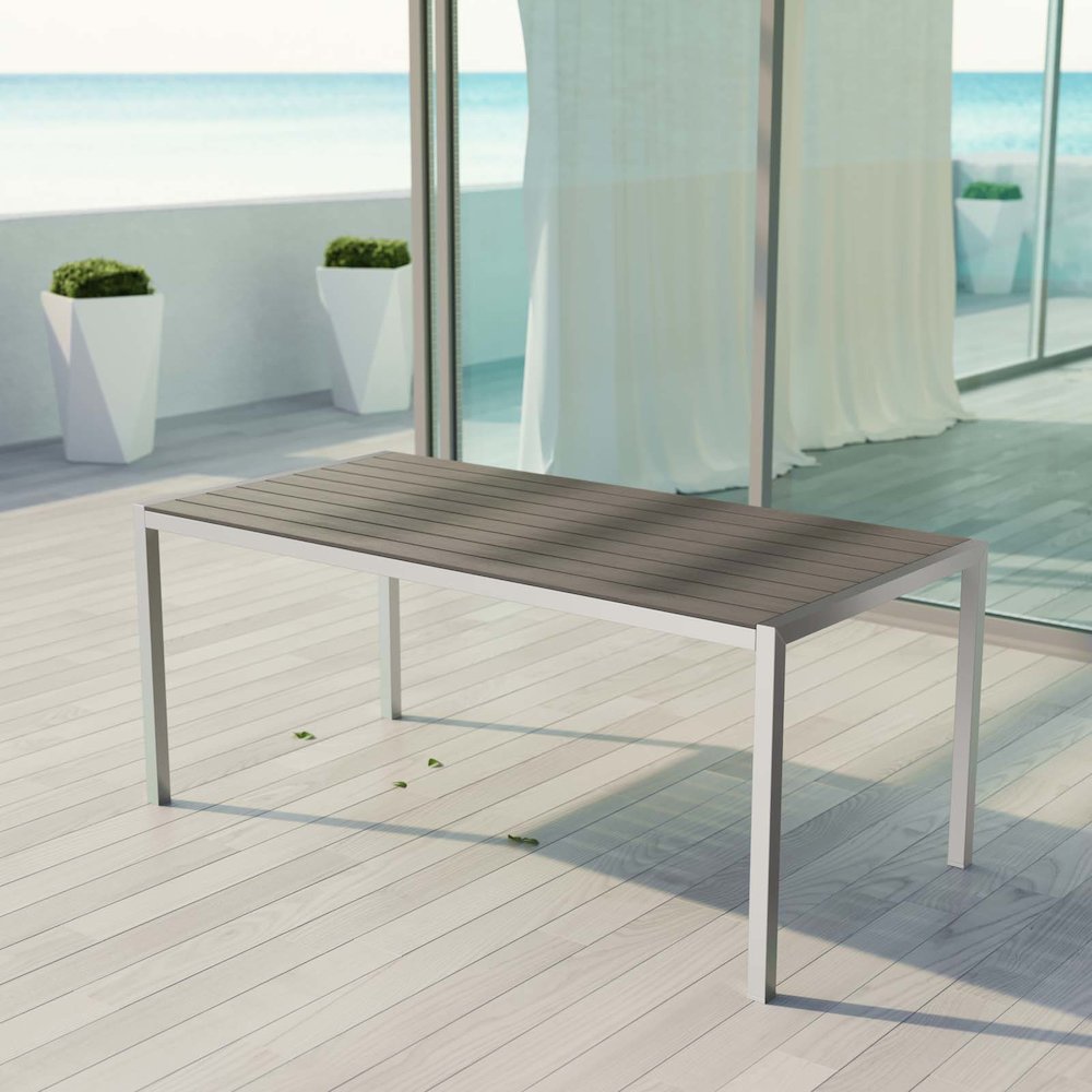 Shore Outdoor Patio Aluminum Dining Table. Picture 4
