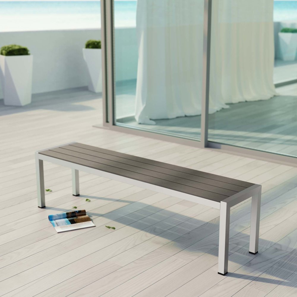 Shore Outdoor Patio Aluminum Bench. Picture 4
