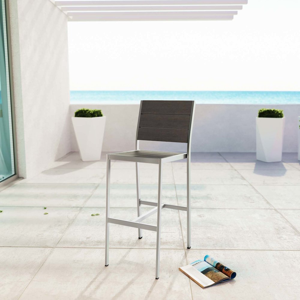 Shore Outdoor Patio Aluminum Armless Bar Stool. Picture 4