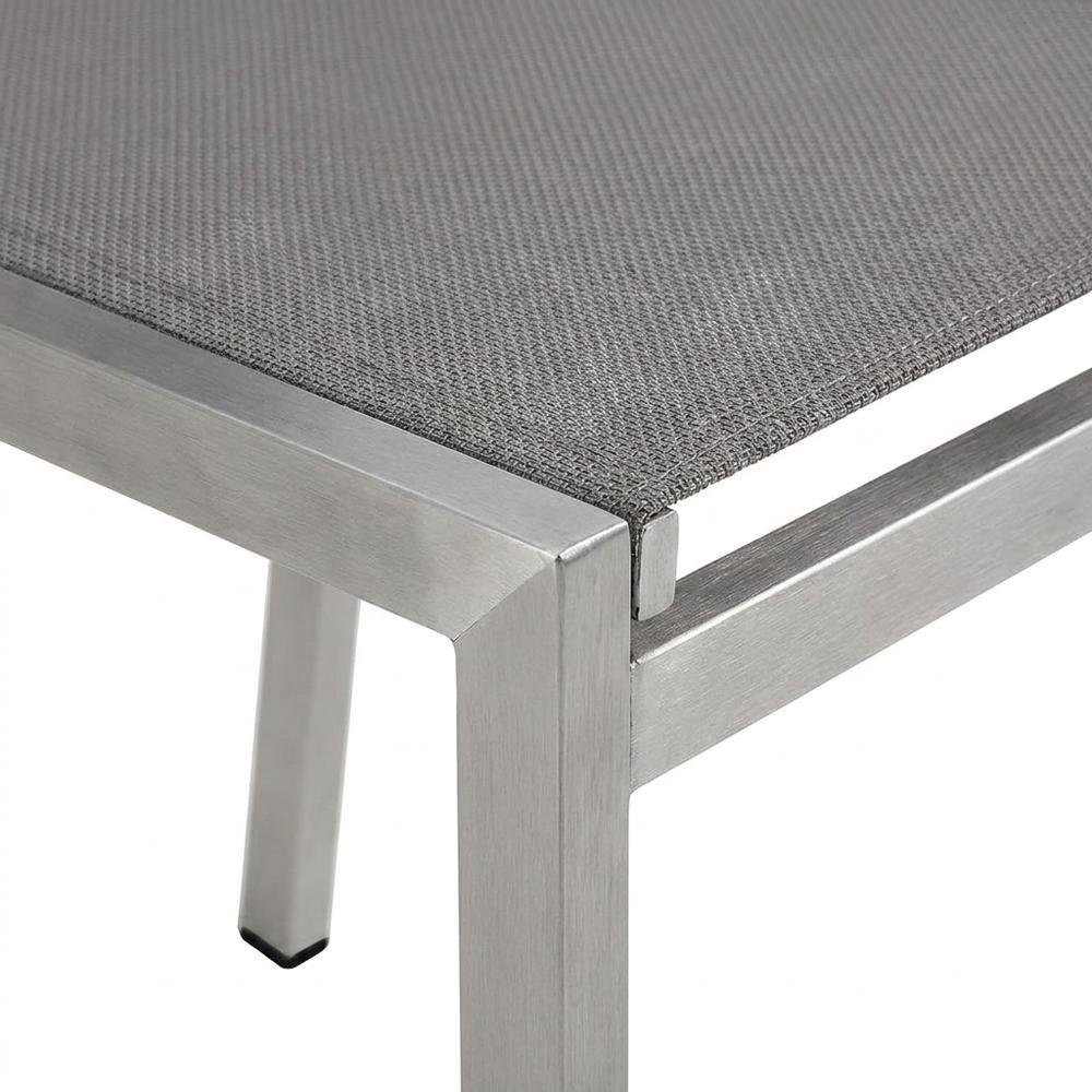 Aluminum Outdoor Side Chair with Open Lattice Back, Silver Gray. Picture 7