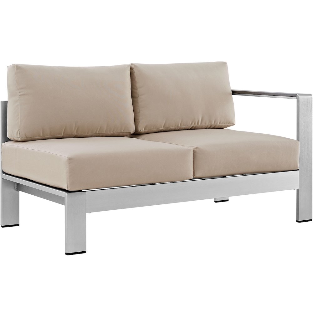 Shore Right-Arm Corner Sectional Outdoor Patio Aluminum Loveseat. Picture 1
