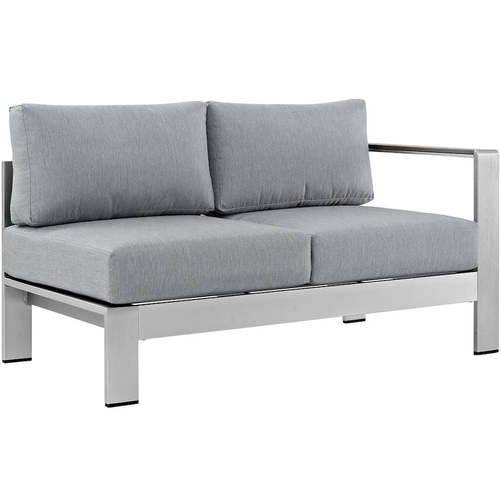 Shore Right-Arm Corner Sectional Outdoor Patio Aluminum Loveseat. Picture 1