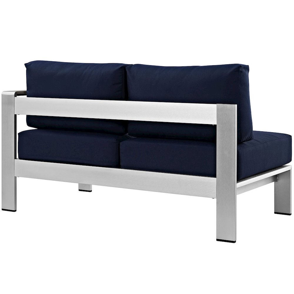 Shore Right-Arm Corner Sectional Outdoor Patio Aluminum Loveseat. Picture 3