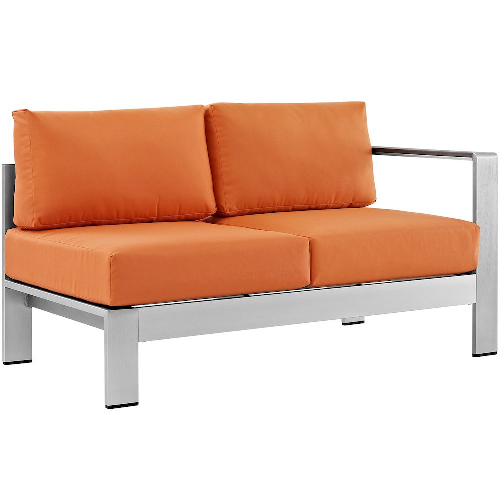 Shore Right-Arm Corner Sectional Outdoor Patio Aluminum Loveseat. Picture 1