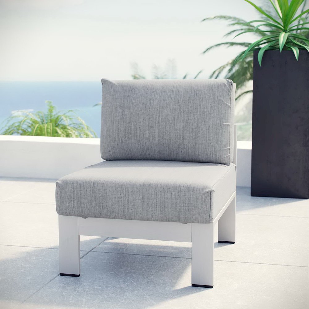 Shore Armless Outdoor Patio Aluminum Chair. Picture 4