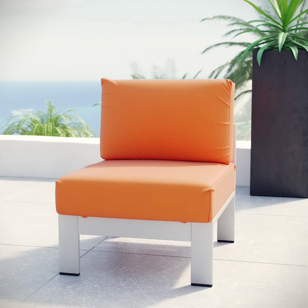Shore Armless Outdoor Patio Aluminum Chair. Picture 4