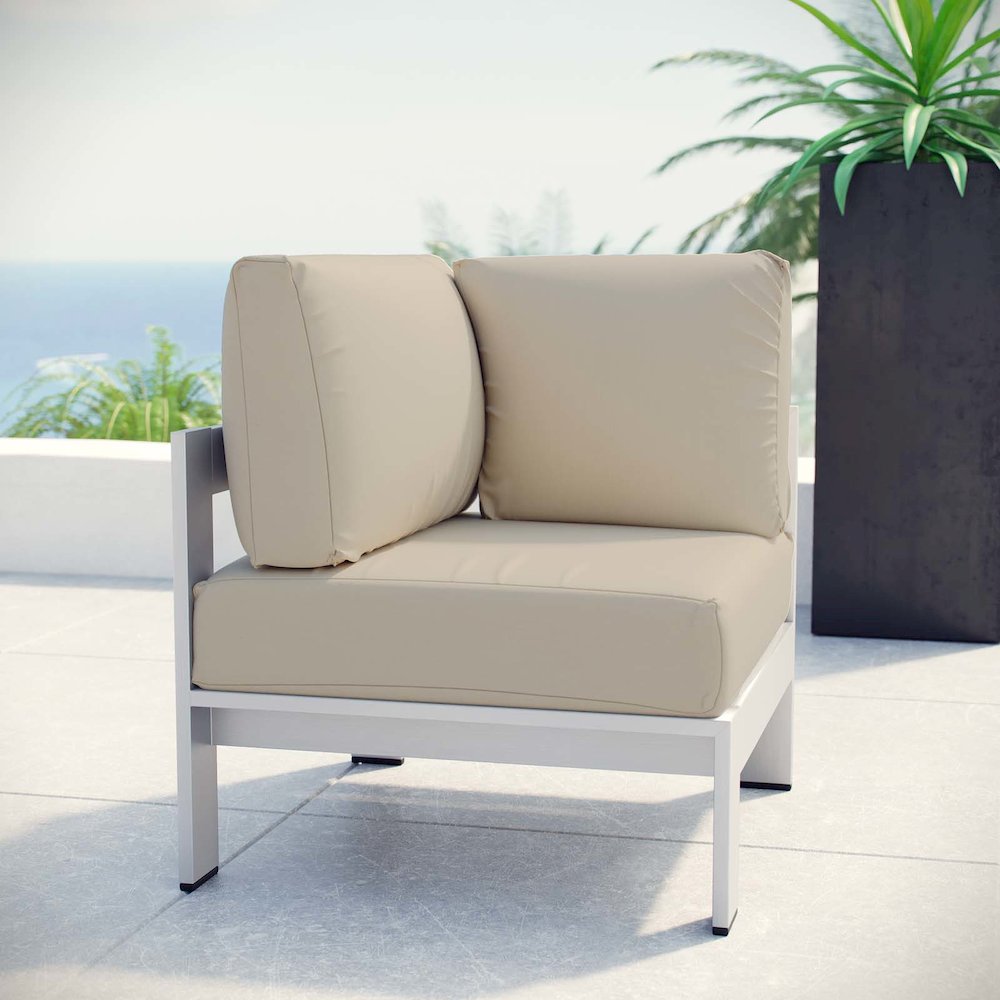 Shore Outdoor Patio Aluminum Corner Sofa. Picture 4