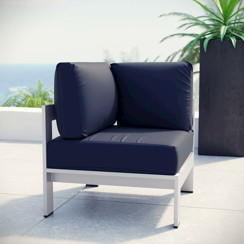 Shore Outdoor Patio Aluminum Corner Sofa. Picture 4