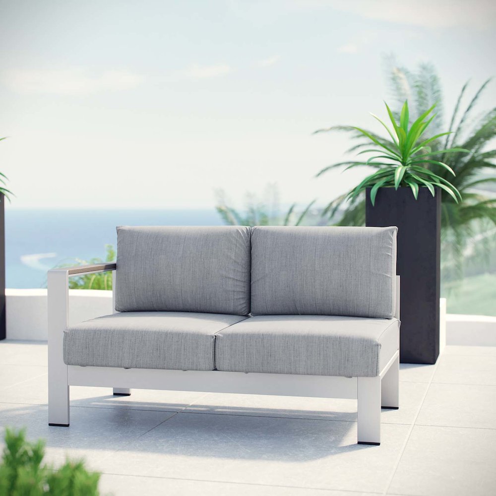 Shore Left-Arm Corner Sectional Outdoor Patio Aluminum Loveseat. Picture 4