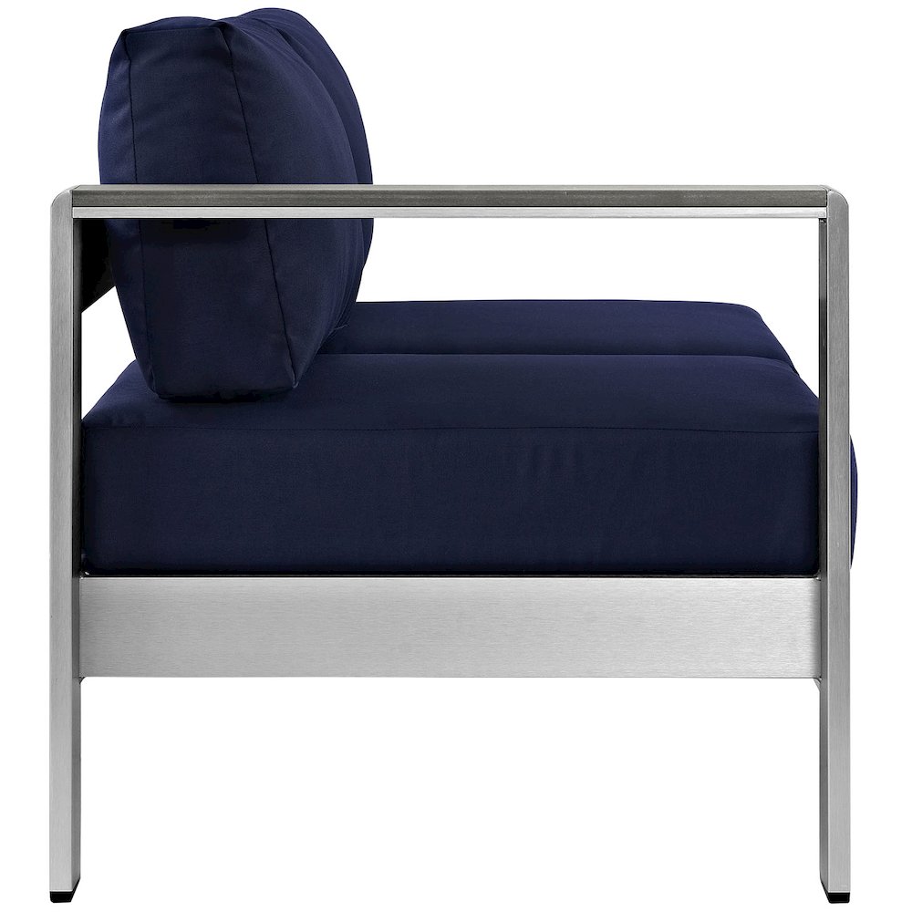 Shore Left-Arm Corner Sectional Outdoor Patio Aluminum Loveseat. Picture 2