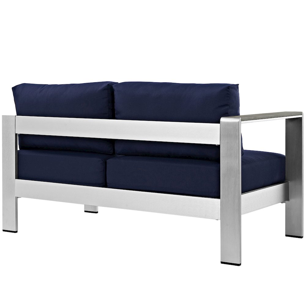 Shore Left-Arm Corner Sectional Outdoor Patio Aluminum Loveseat. Picture 3