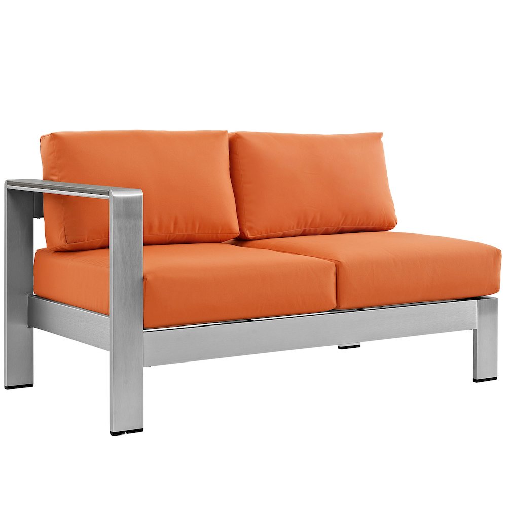 Shore Left-Arm Corner Sectional Outdoor Patio Aluminum Loveseat. Picture 1