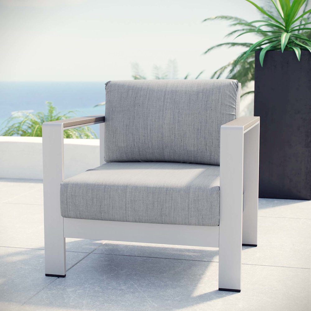 Shore Outdoor Patio Aluminum Armchair. Picture 4