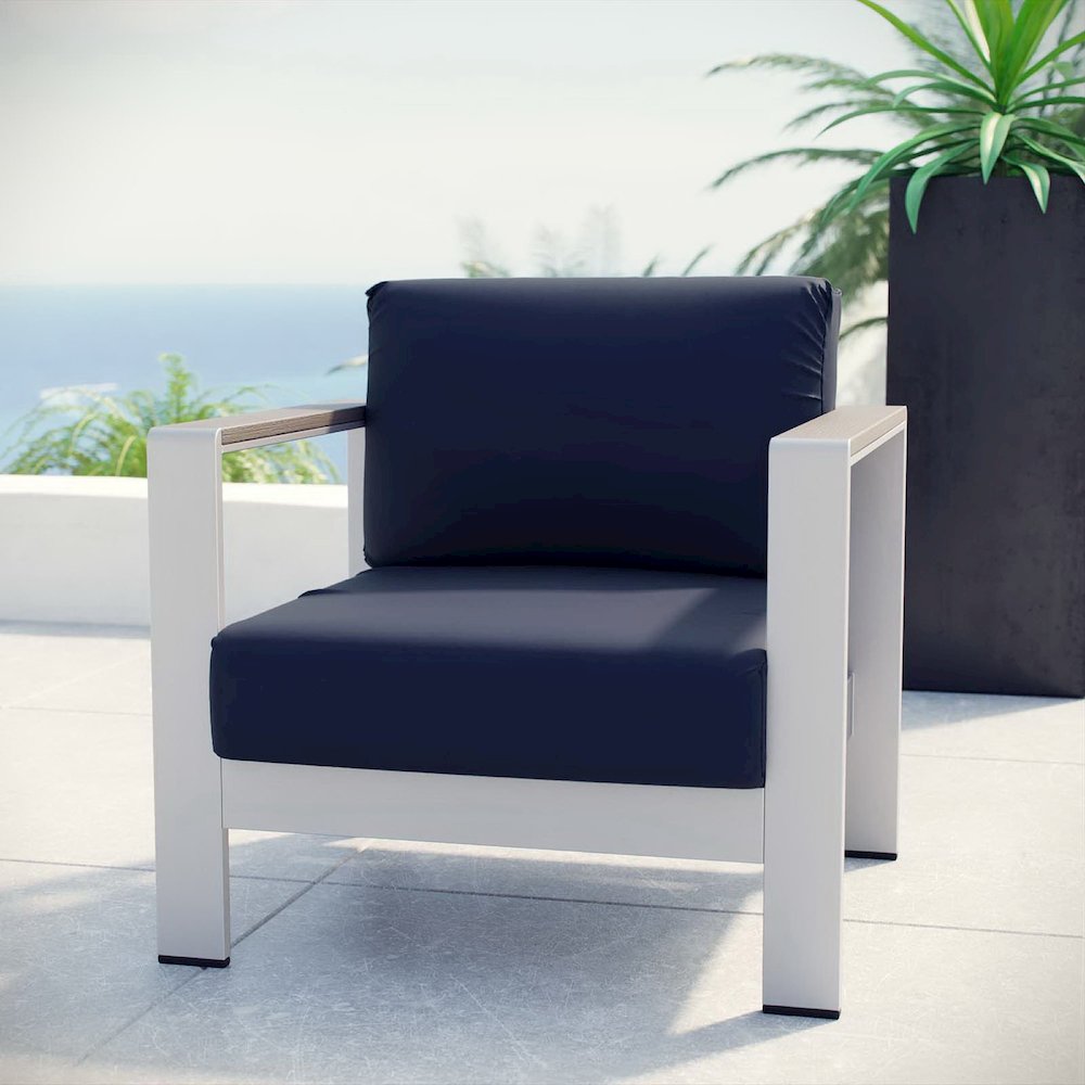 Shore Outdoor Patio Aluminum Armchair. Picture 4