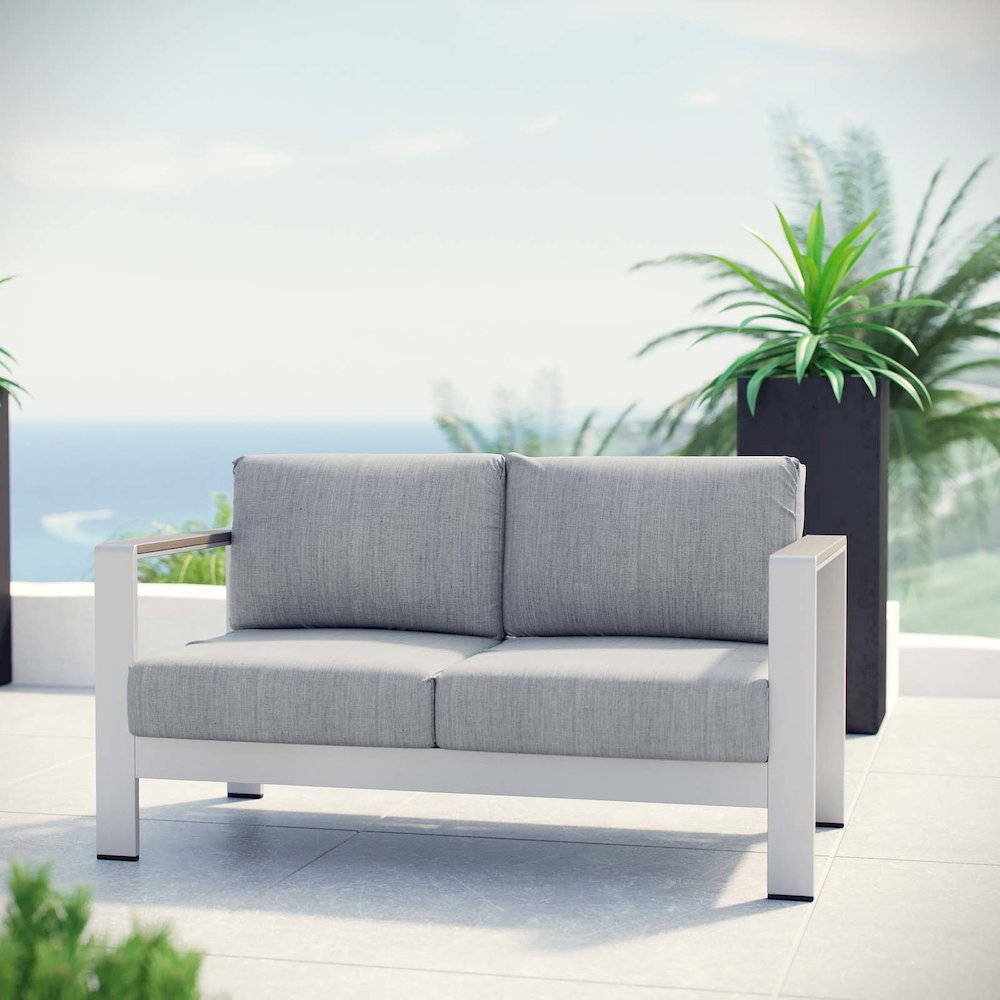 Shore Outdoor Patio Aluminum Loveseat. Picture 4