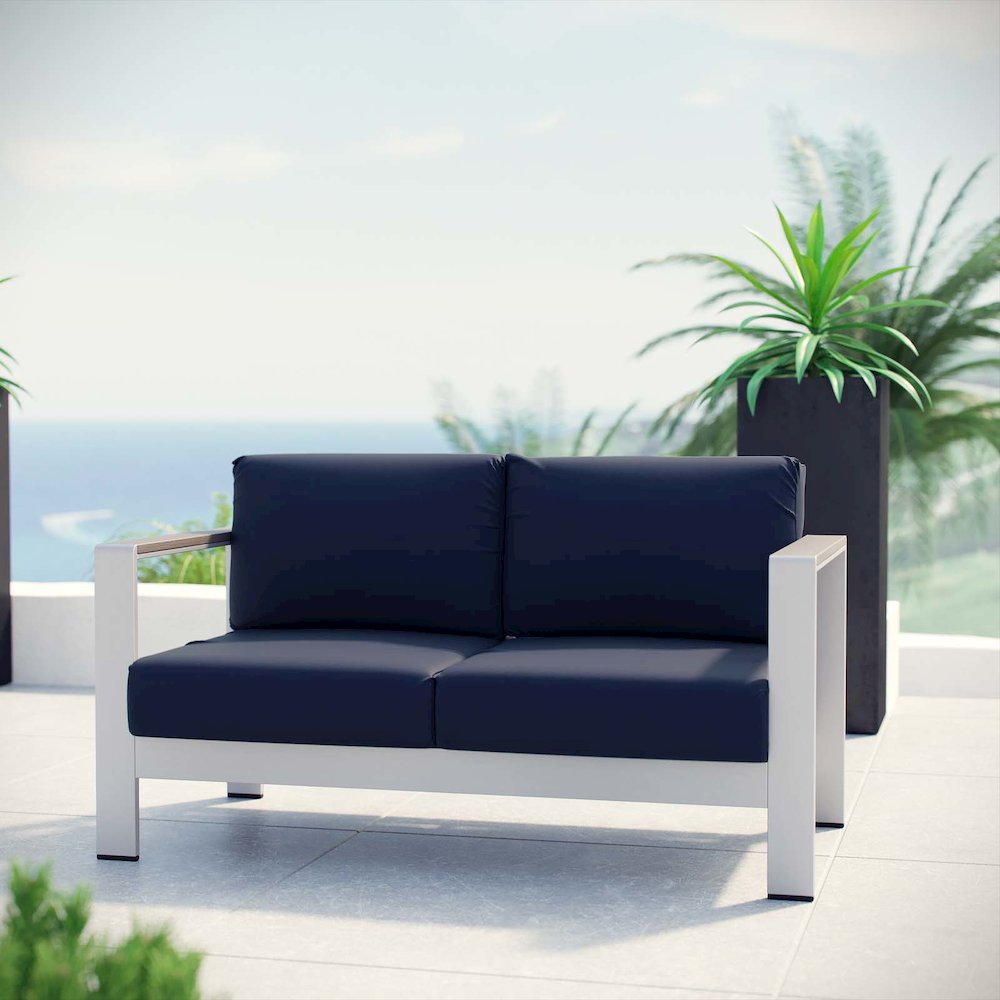 Shore Outdoor Patio Aluminum Loveseat. Picture 4