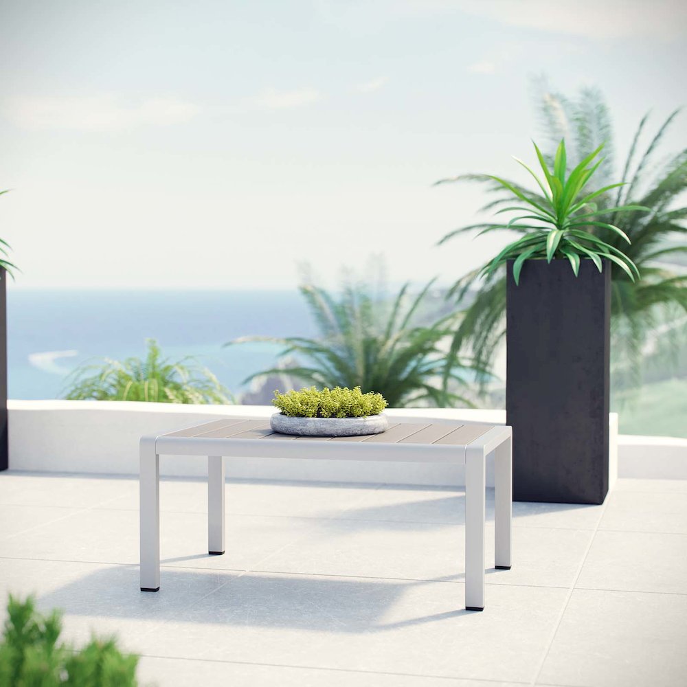 Shore Outdoor Patio Aluminum Coffee Table. Picture 5