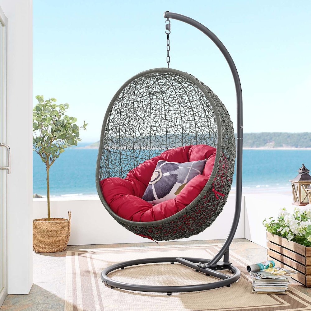Hide Outdoor Patio Swing Chair With Stand. Picture 6