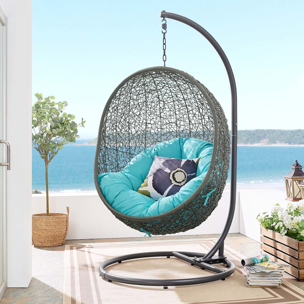 Hide Outdoor Patio Swing Chair With Stand. Picture 6