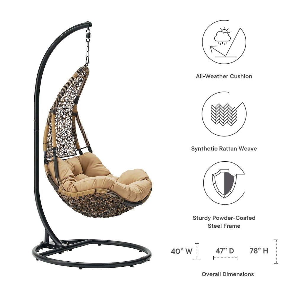 Abate Wicker Rattan Outdoor Patio Swing Chair. Picture 2