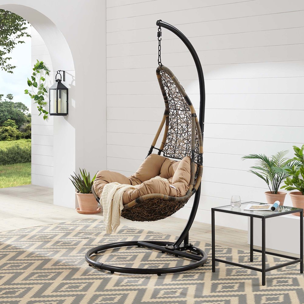 Abate Wicker Rattan Outdoor Patio Swing Chair. Picture 7