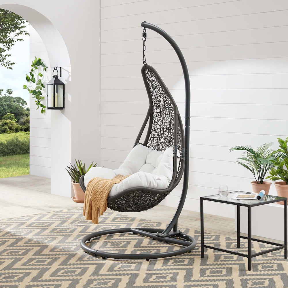 Abate Wicker Rattan Outdoor Patio Swing Chair. Picture 7