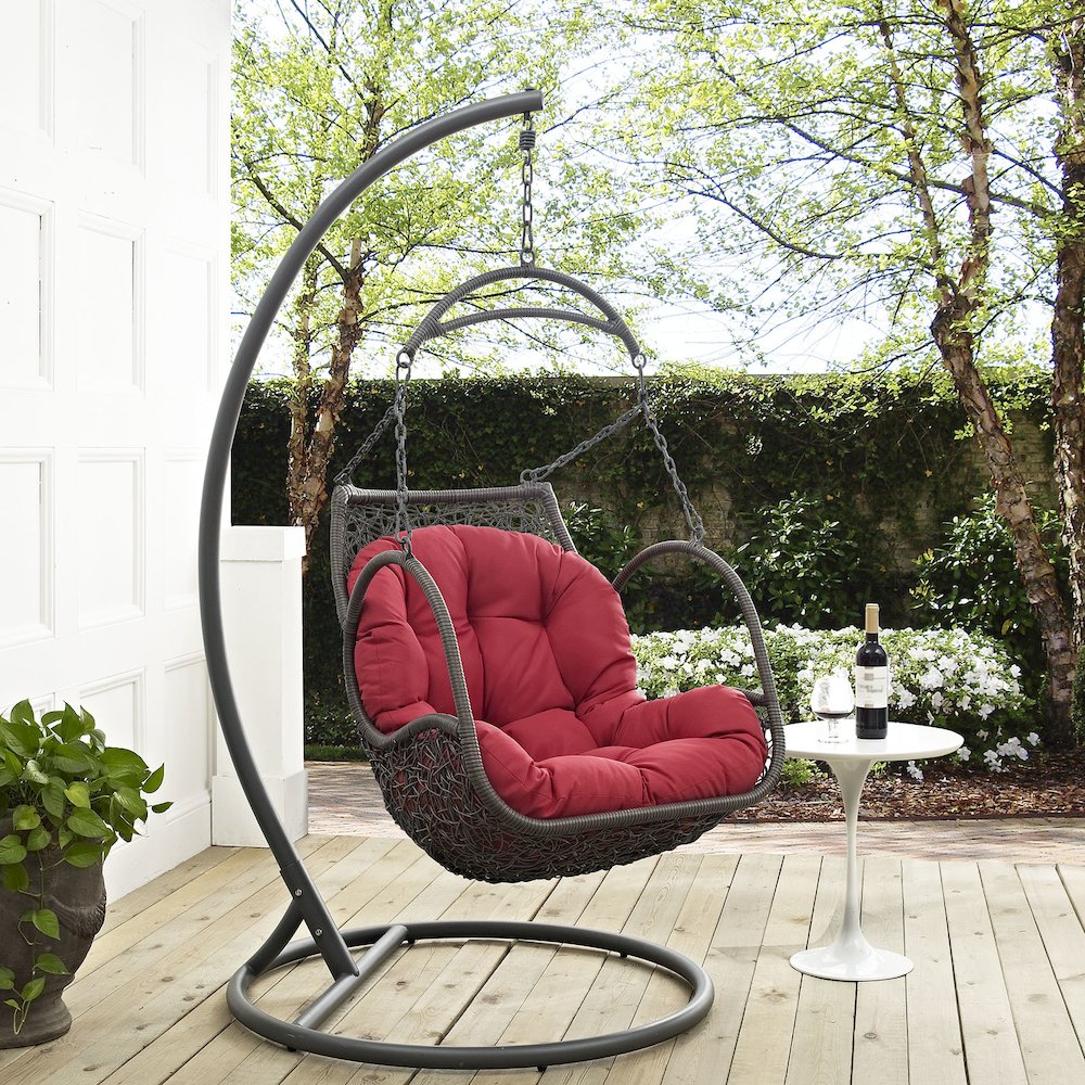 Arbor Outdoor Patio Wood Swing Chair. Picture 4
